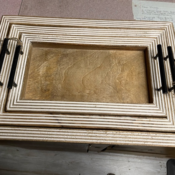 Hand carved wooden trays. Set of three. Made in India - Picture 1 of 3